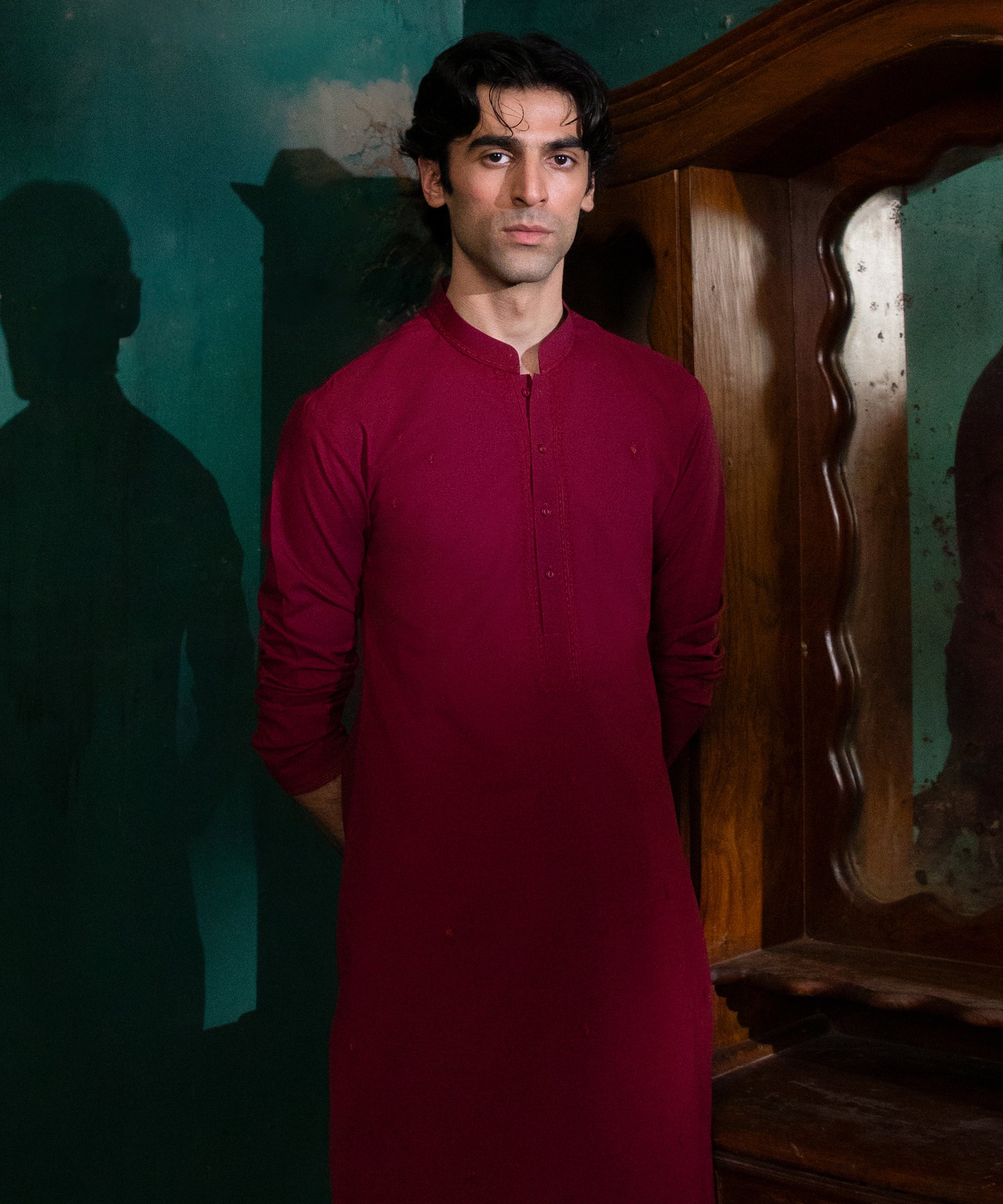 BURGUNDY COTTON FORMAL KURTA TROUSERS