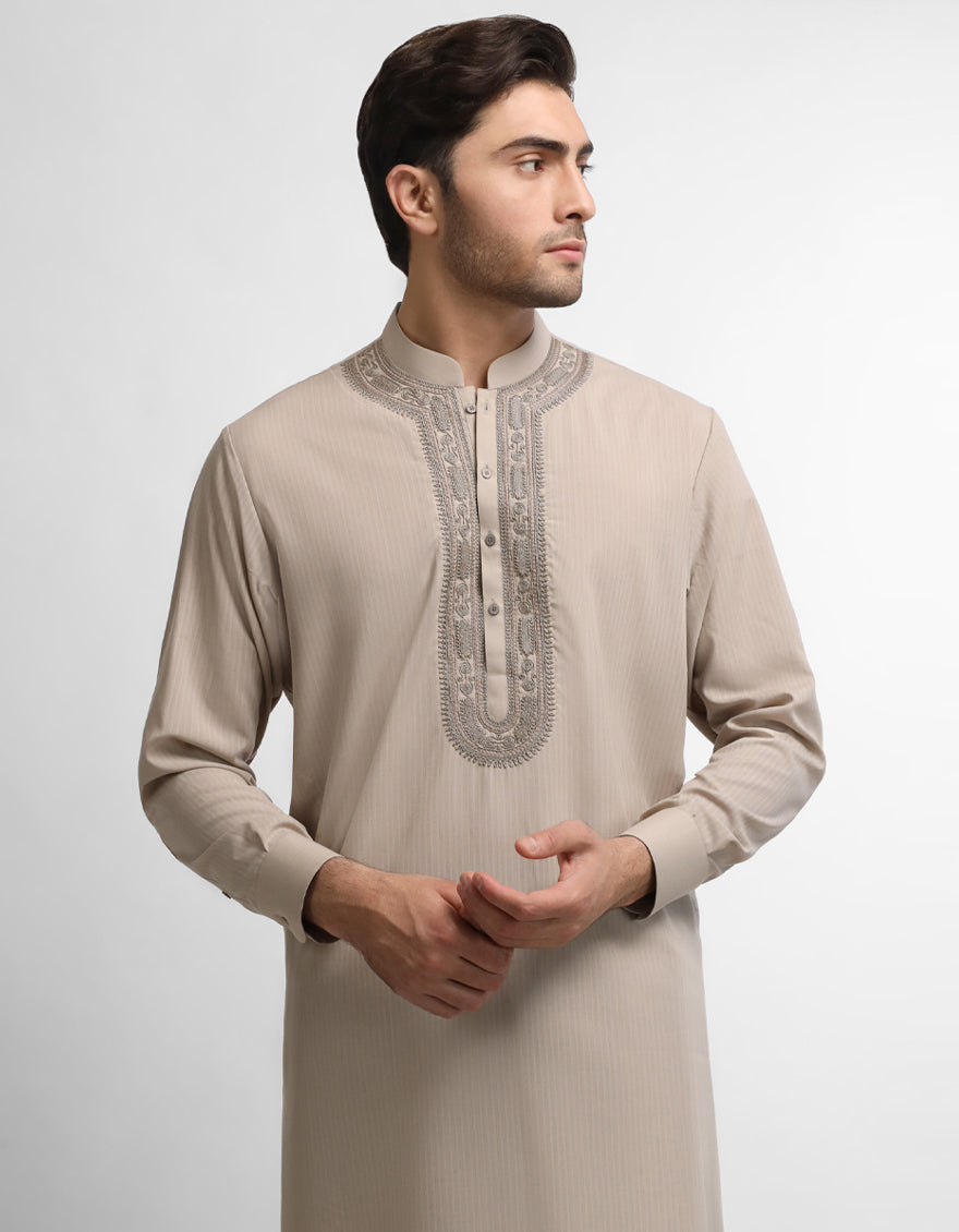 Fawn Formal Kameez Shalwar