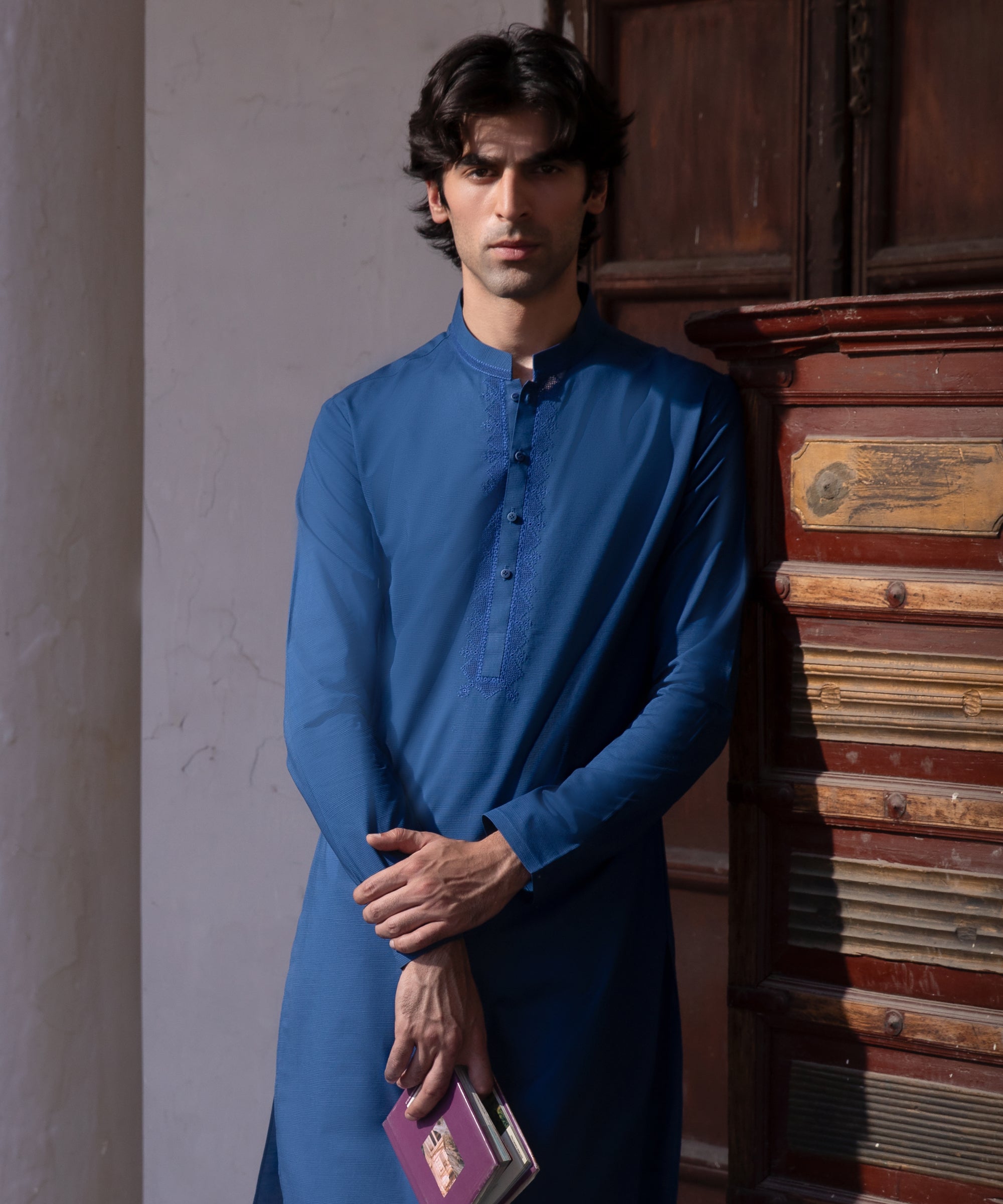 BLUE COTTON CASUAL KURTA