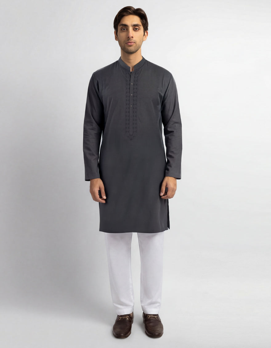 GREY COTTON CASUAL KURTA