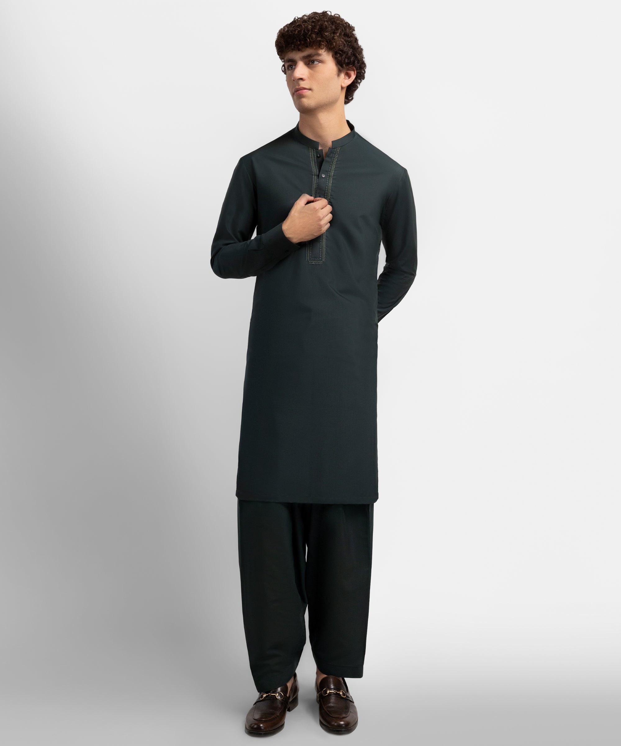 Dark Green Formal Kameez Shalwar