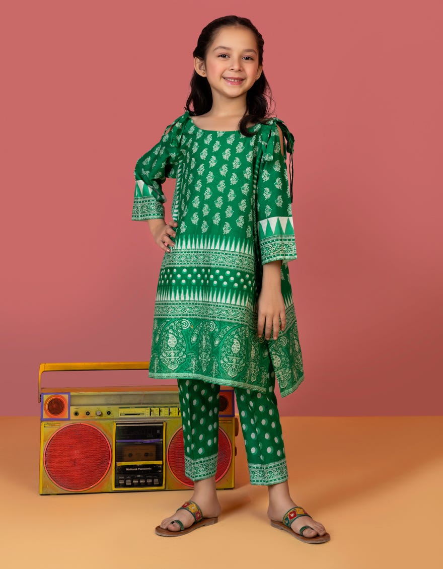 Green Lawn Girls 2 Piece Stitched | Jgkl-S-Jk2-23-5603