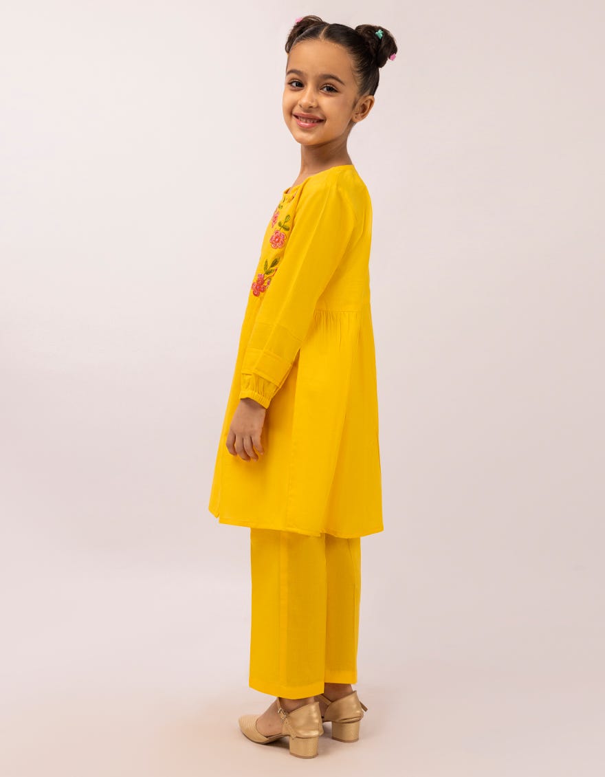YELLOW LAWN EMBROIDERED 2PC STITCHED