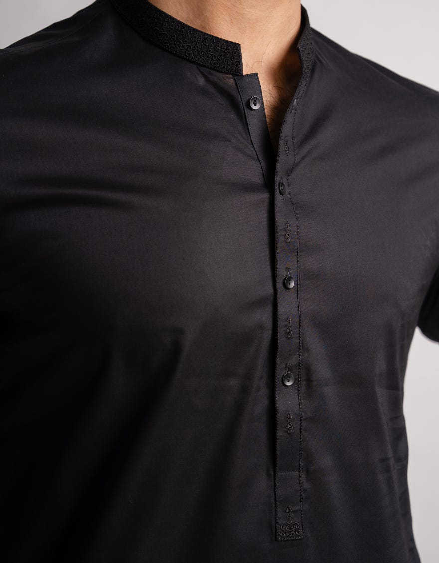 BLACK SEMI-FORMAL KURTA