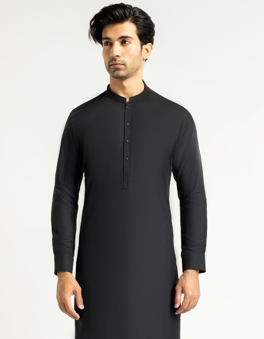 BLACK SEMI-FORMAL KAMEEZ SHALWAR