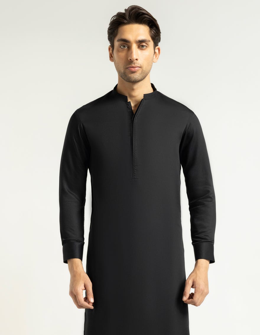 BLACK SEMI-FORMAL KAMEEZ SHALWAR
