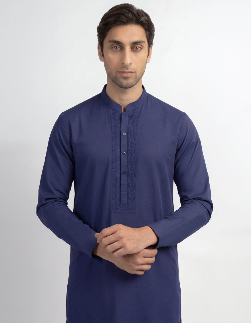 BLUE COTTON SEMI-FORMAL KURTA