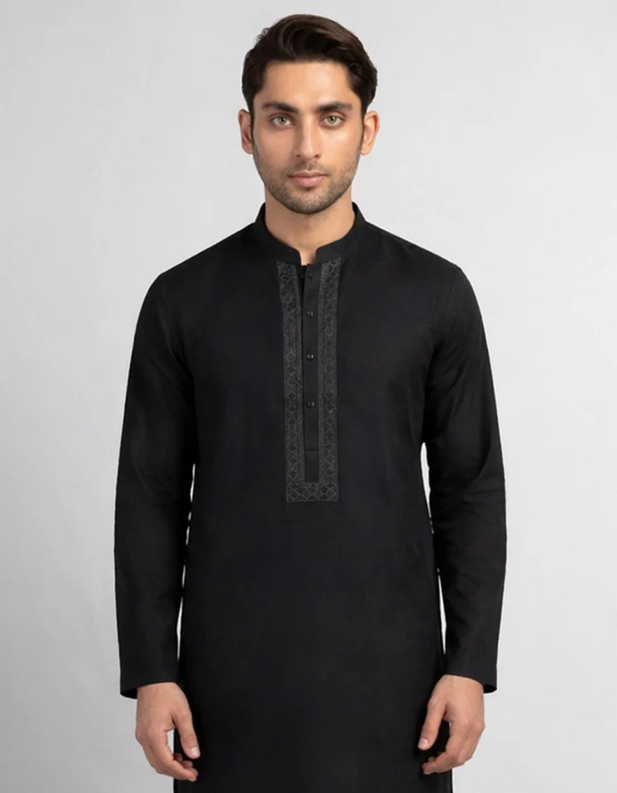 BLACK COTTON CASUAL KURTA