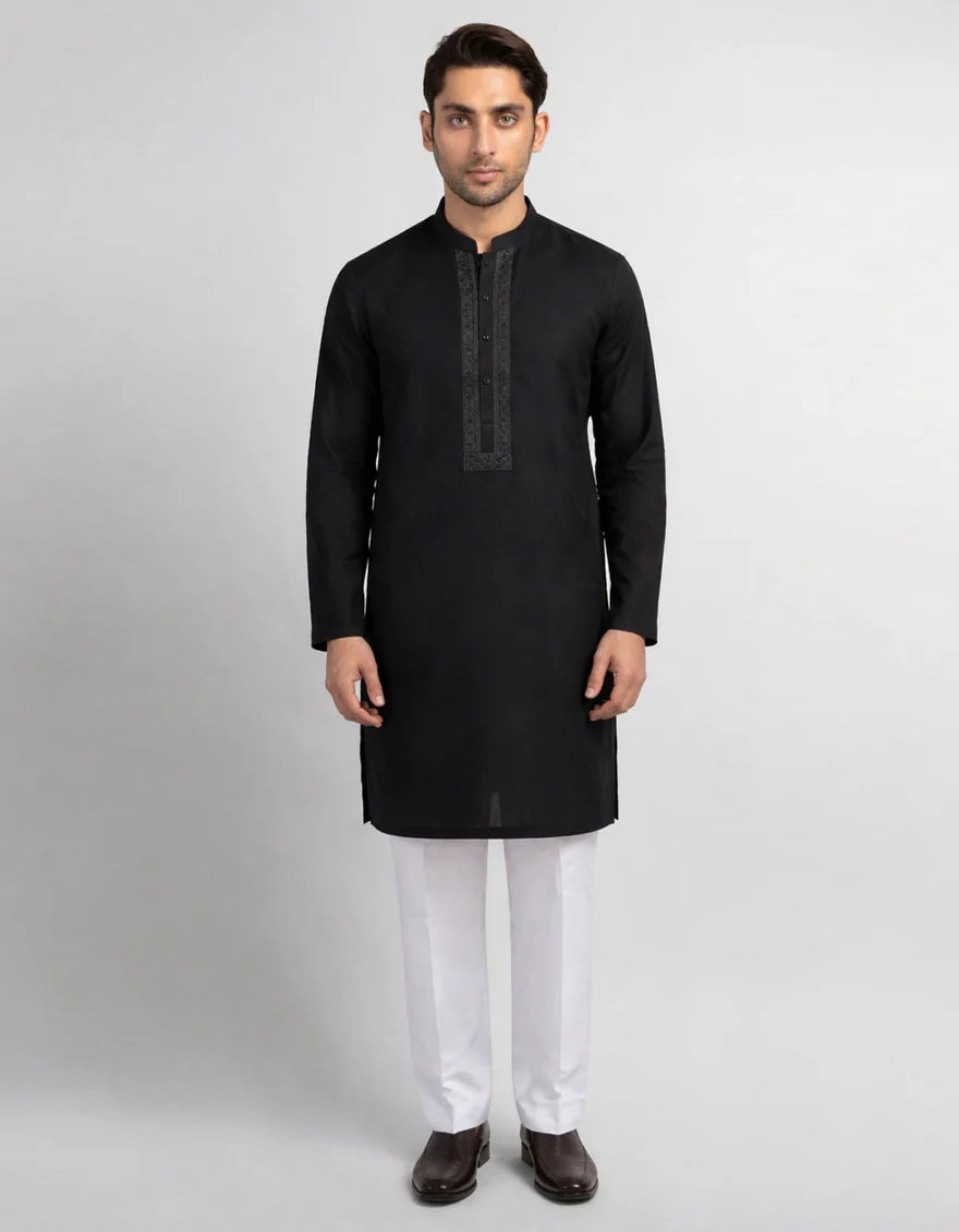 BLACK COTTON CASUAL KURTA