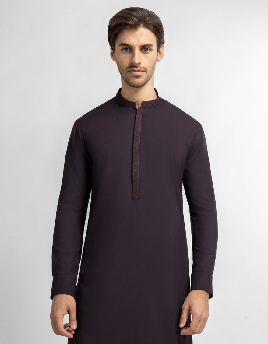 Purple Cotton Semi-Formal Kameez Shalwar