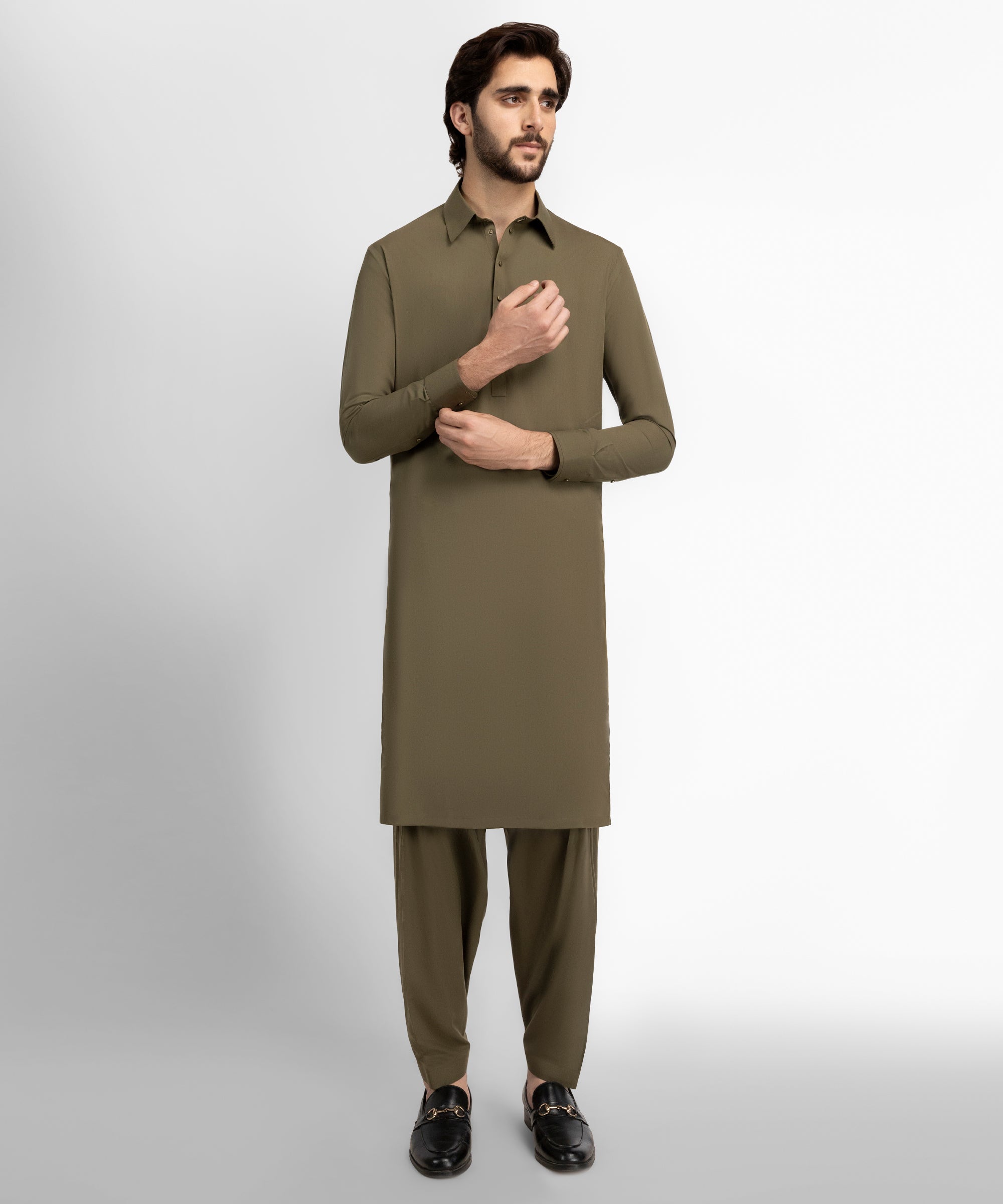 Olive Casual Kameez Shalwar