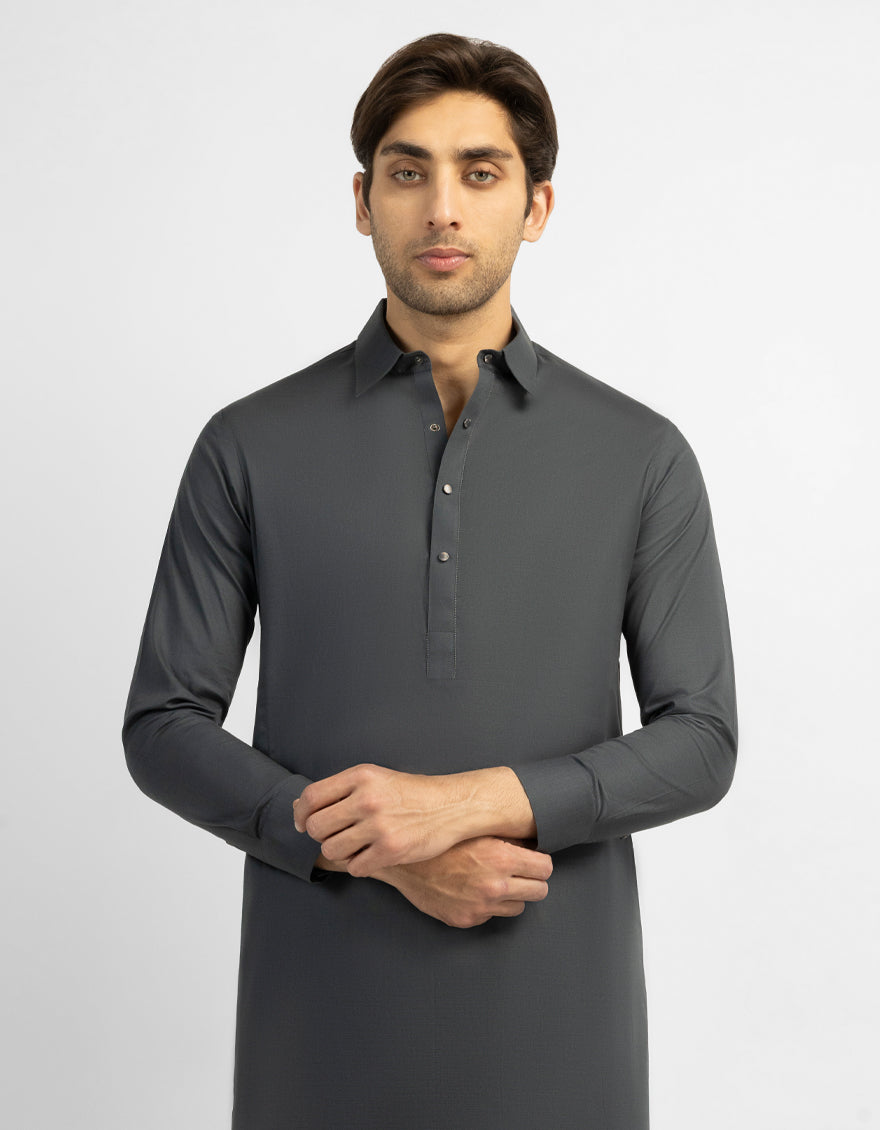 DARK GREY COTTON CASUAL KAMEEZ SHALWAR