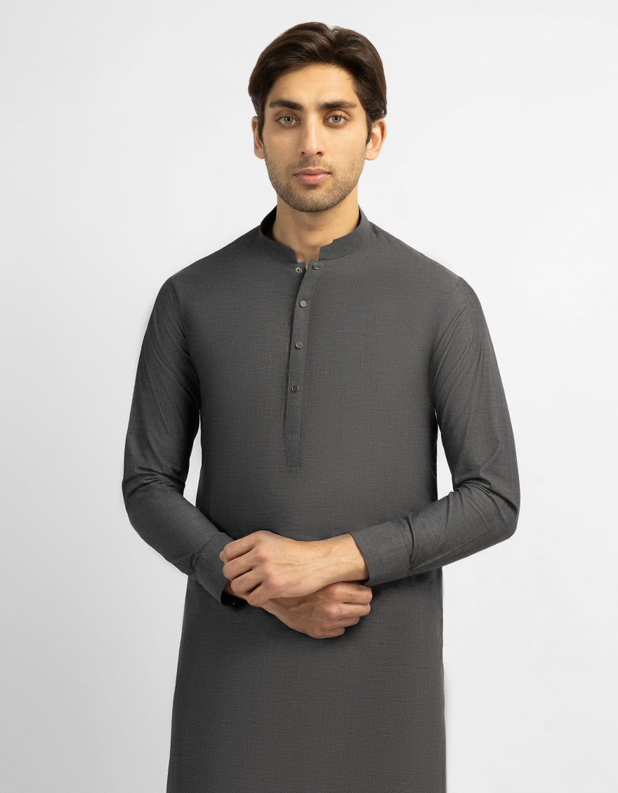 DARK GREY COTTON CASUAL KAMEEZ SHALWAR