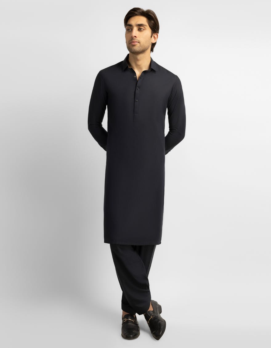 MIDNIGHT BLUE PLAIN KAMEEZ SHALWAR