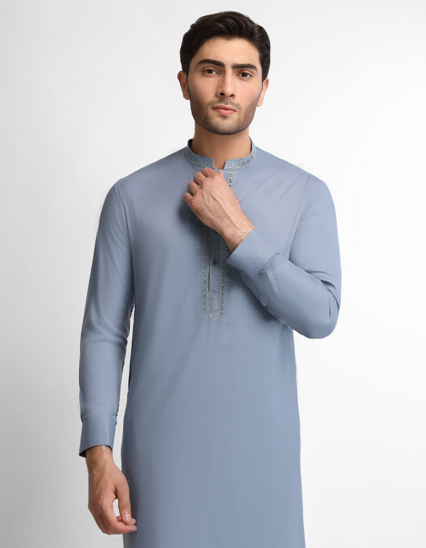 LIGHT GREY SEMI-FORMAL KAMEEZ SHALWAR
