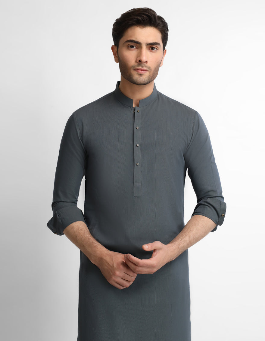BLUISH GREY PLAIN KURTA TROUSERS