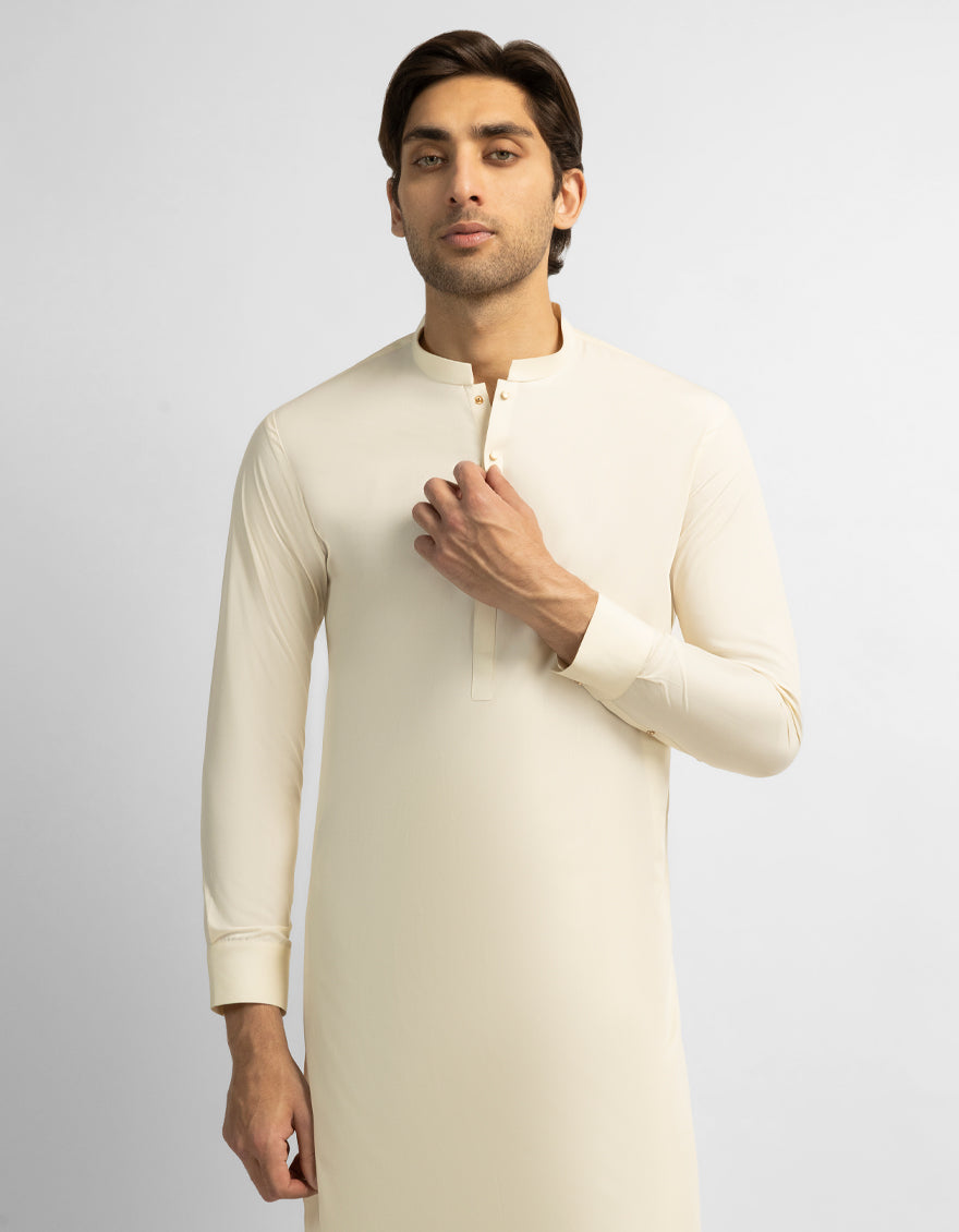 CREAM PLAIN KAMEEZ SHALWAR
