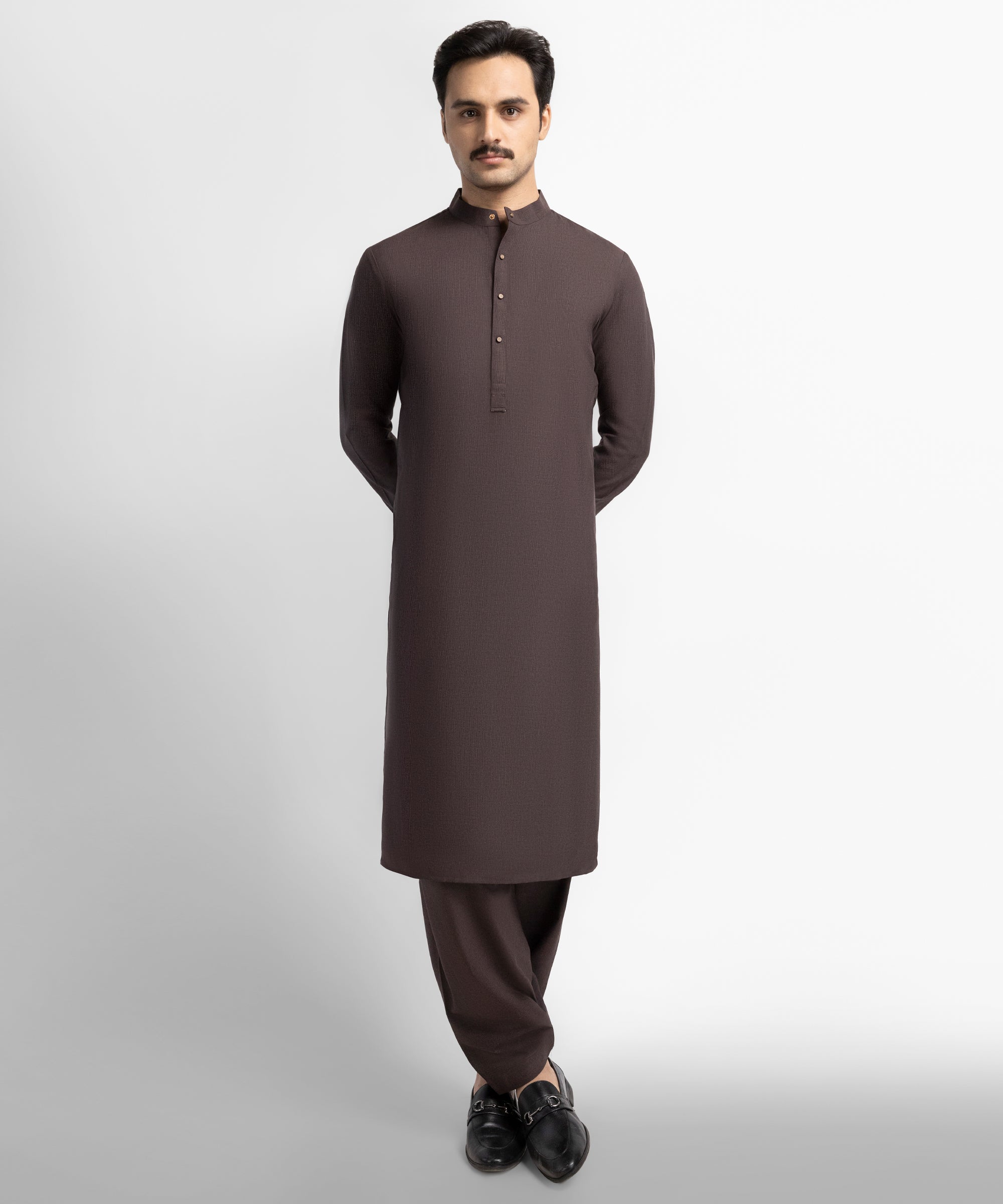 Brown Casual Kameez Shalwar
