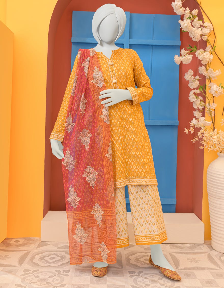 Yellow Lawn Teens 3 Piece Stitched | Jgk-Ygtl-S-602-23