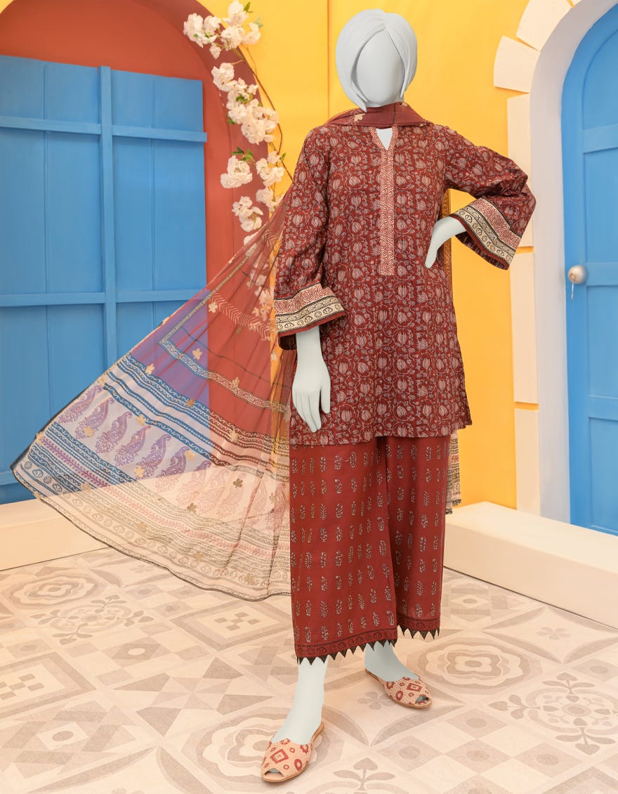Maroon Lawn Teens 3 Piece Stitched | Jgk-Ygtl-S-606-23