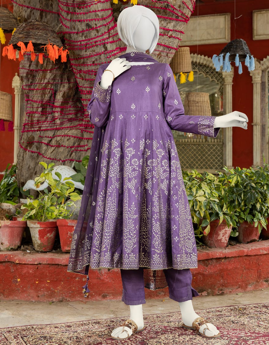 Purple Raw Silk Teens 3 Piece Stitched | Jgk-Ygtl-S-608-23