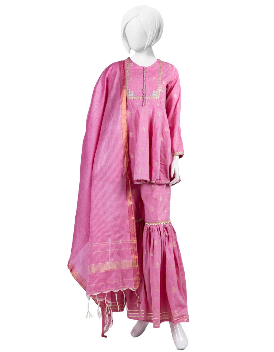 Pink Jacquard Teens 3 Piece Stitched | Jgk-Ygtl-S-615-23