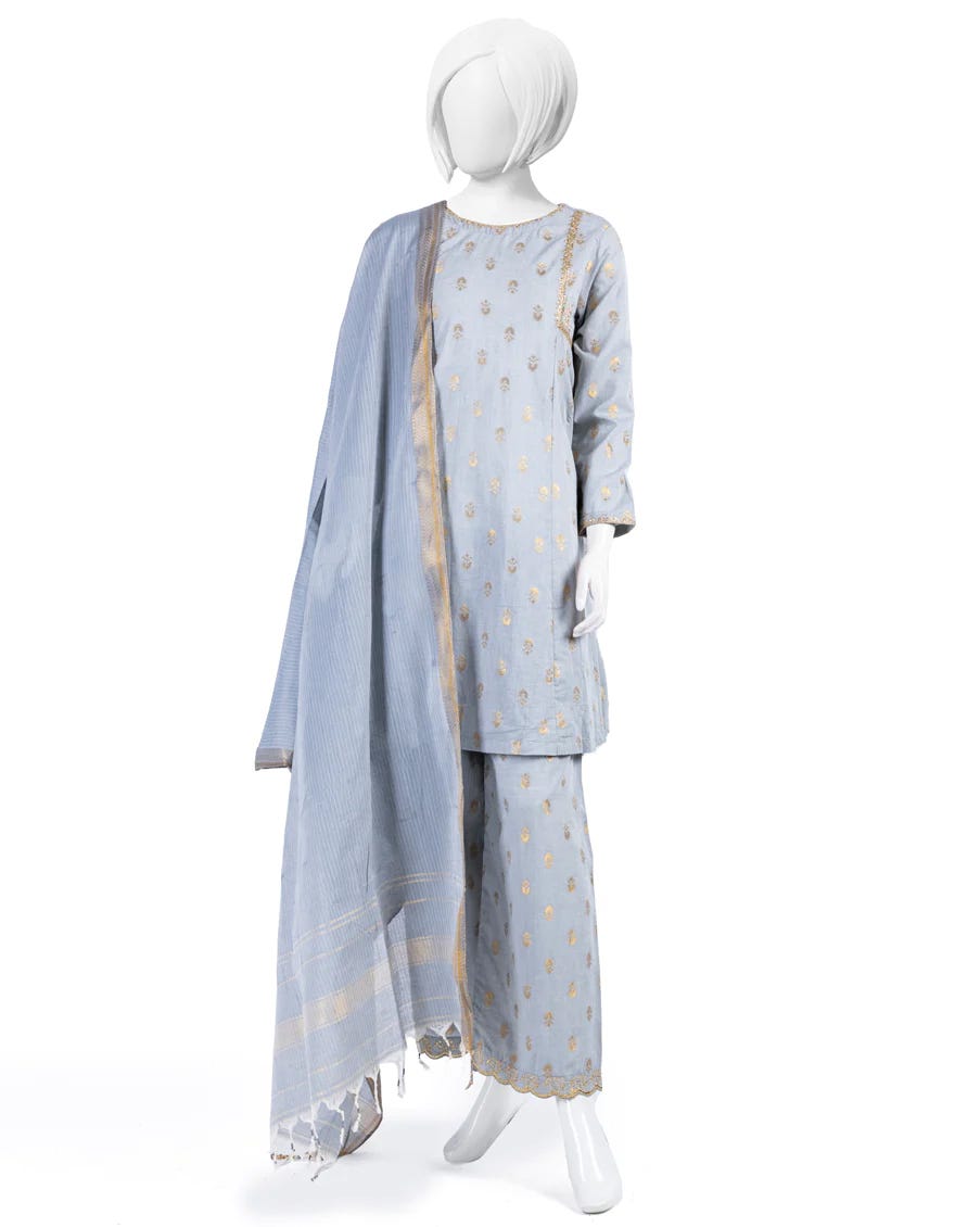 Grey Jacquard Teens 3 Piece Stitched | Jgk-Ygtl-S-616-23