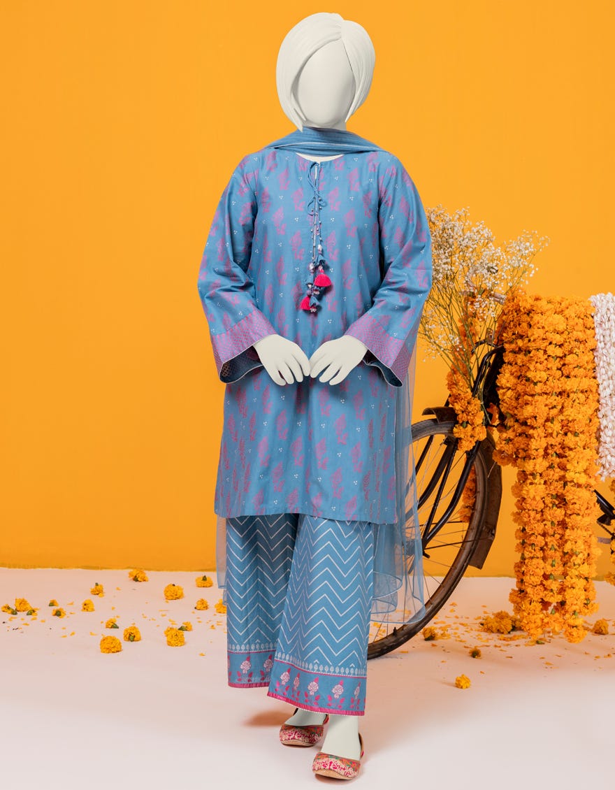 Blue Lawn Stitched 3 Piece | Jgk-S-Ygtl-619-24