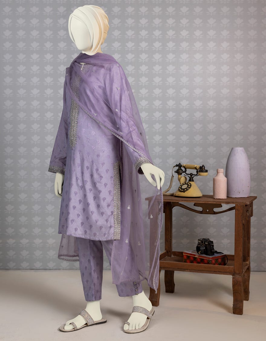 Violet Jacquard Teens 3 Piece Stitched | Jgk-Ygtl-S-621-23