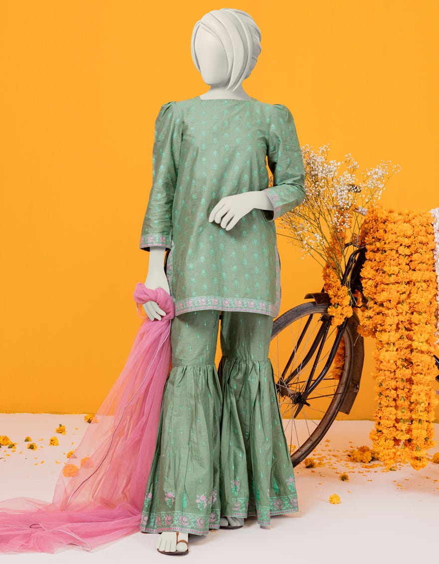 GREEN LAWN STITCHED 3PC | JYGK-S-YGTL-621-24