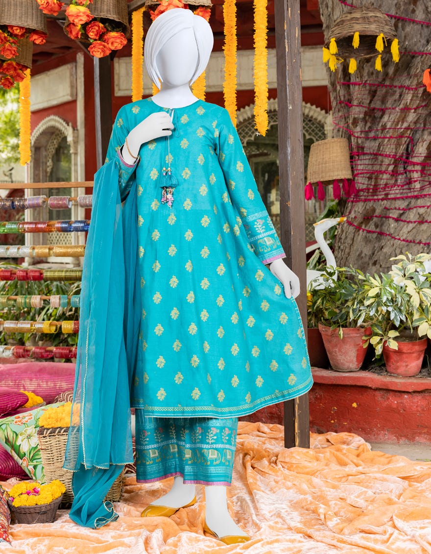 Sea Green Lawn Teens 3 Piece Stitched | Jgk-Ygtl-S-623-23