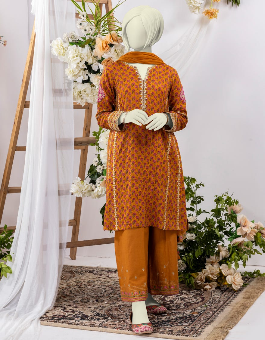Orange Lawn 3 Piece Stitched Dress | Jgk-Ygtl-624-24