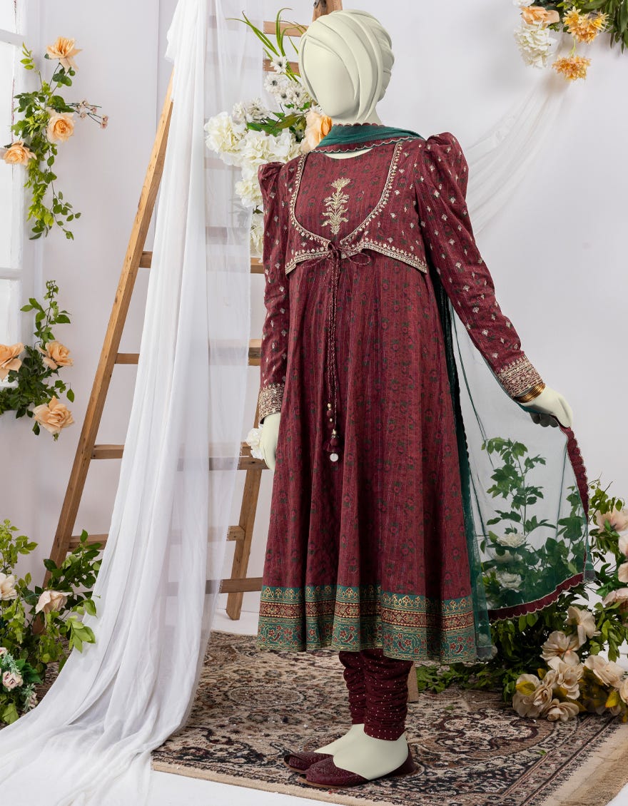 Maroon Lawn 3 Piece Stitched Dress | Jgk-Ygtl-625-24