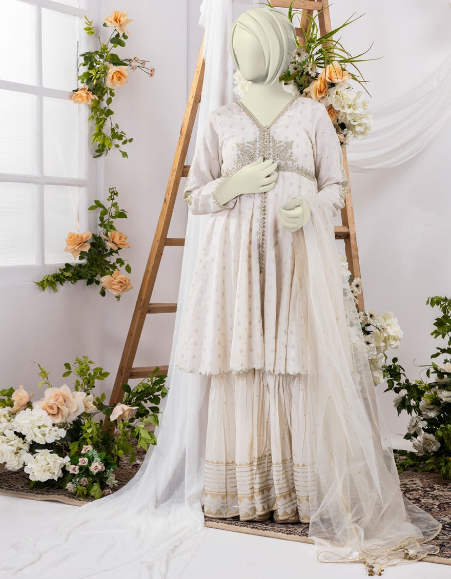 Off White Polynet 3 Piece Stitched Dress | Jgk-S-Ygtl-628-24