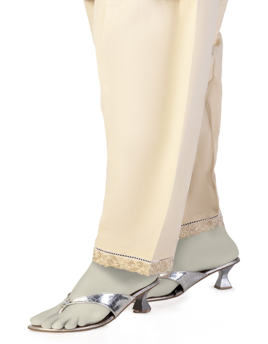 BEIGE LAWN EMBROIDERED SHALWAR