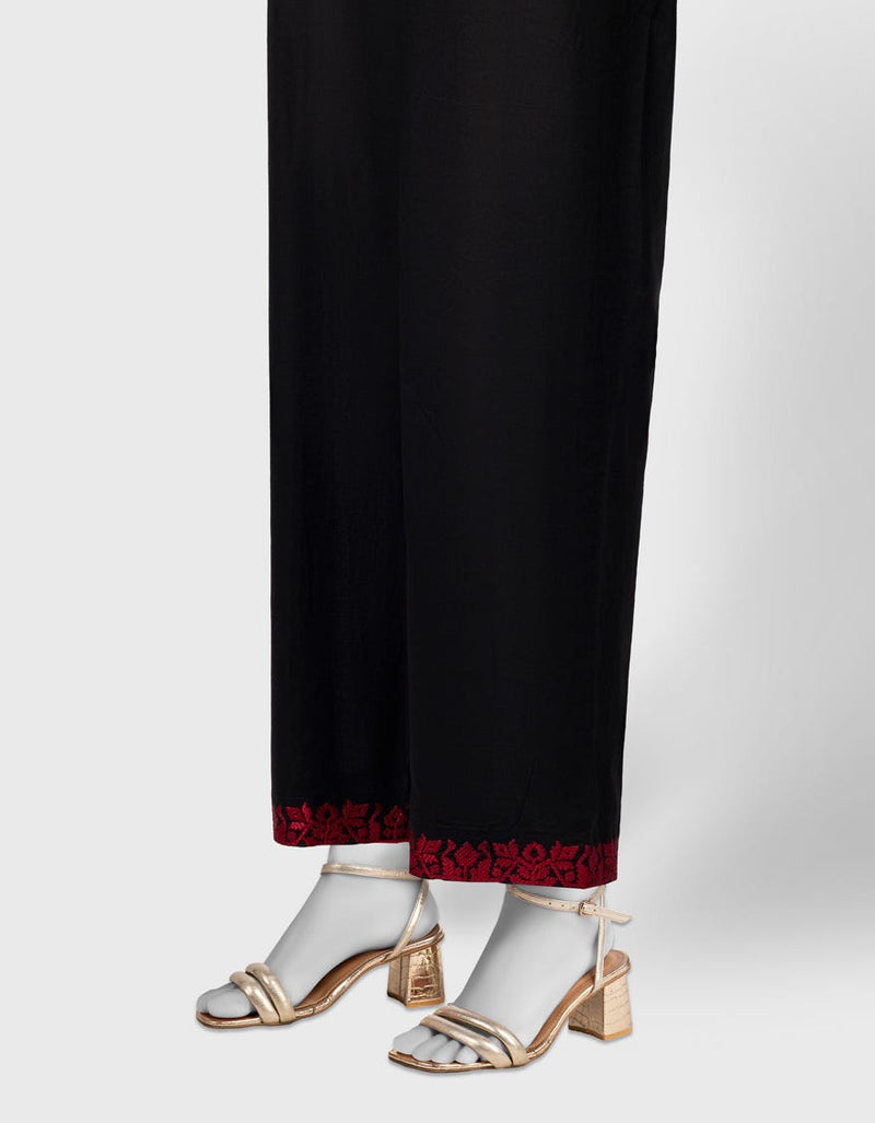 BLACK LAWN EMBROIDERED TROUSERS