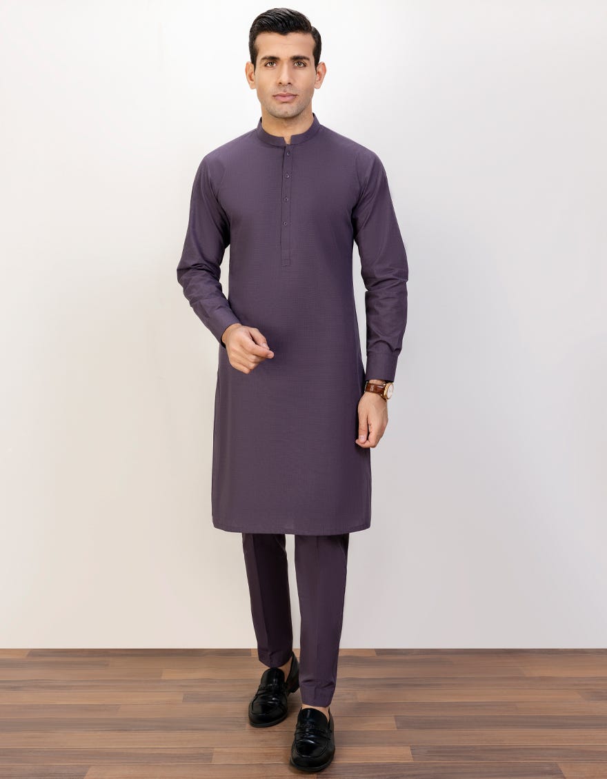 Mauve Cotton Unstitched Kameez Shalwar Fabric | Jjms-2383