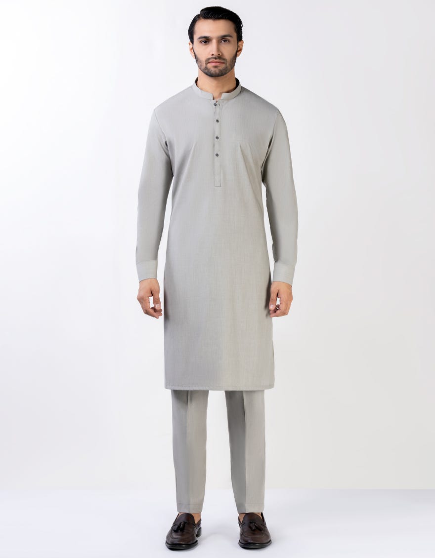 Silk Grey Unstitched Kameez Shalwar Fabric | Jjms-2589