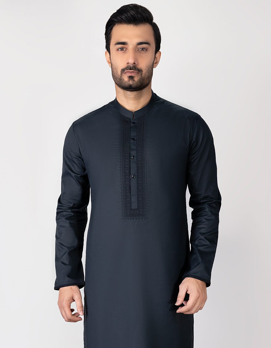 Black Blended Men's Kurta Pajama | Jjkp-S-90372