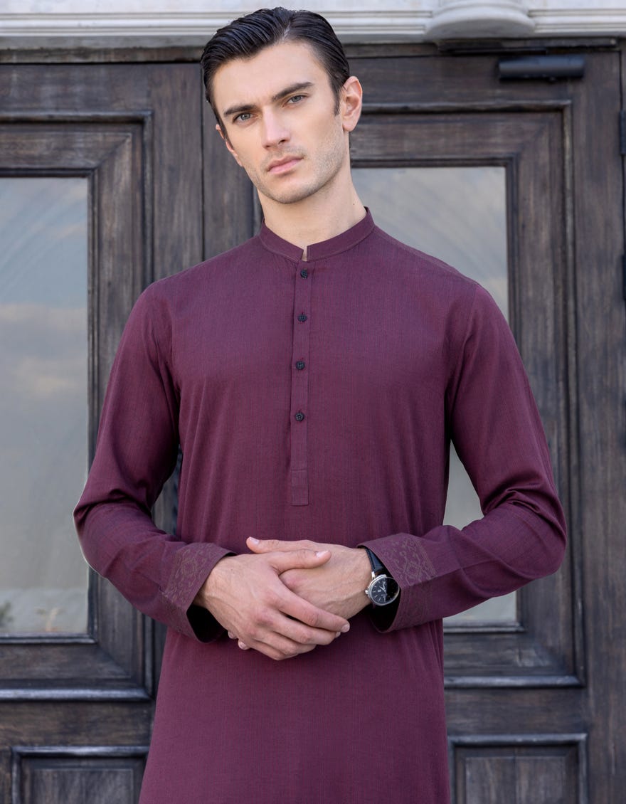 Maroon Cotton Men's Kurta | Jjk-S-90376