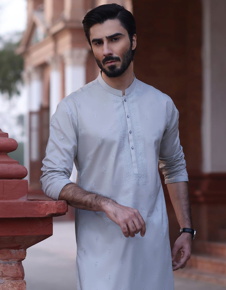 Smoke Grey Cotton Men's Kurta | Jjk-S-90394