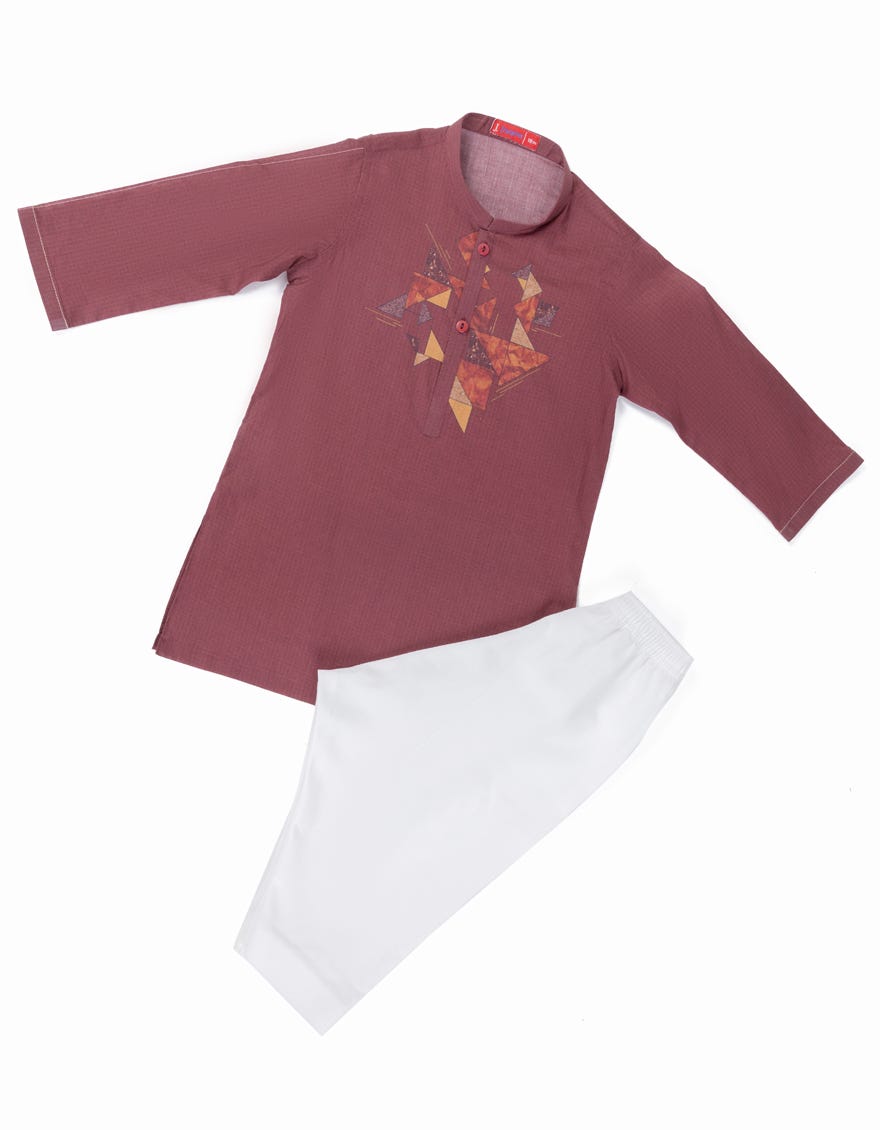 Maroon Cotton Kameez Shalwar | Jjiks-S-90439