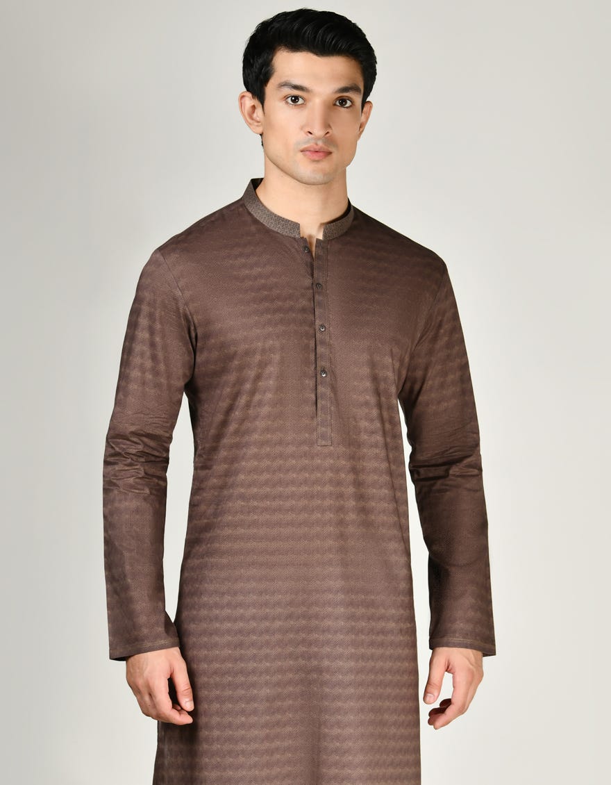 Brown Cotton Men's Kurta | Jjk-S-90440