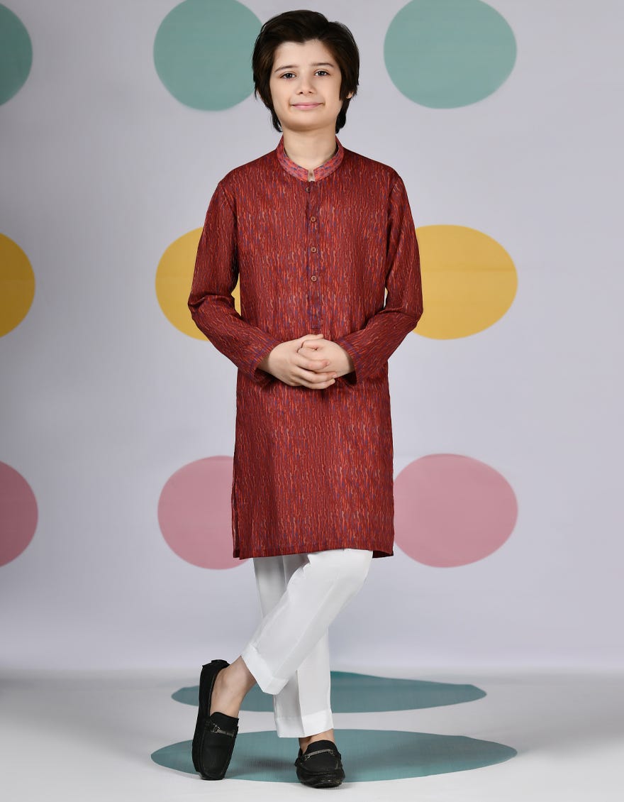 Beige Cotton Kid's Kurta | Jck-S-90457