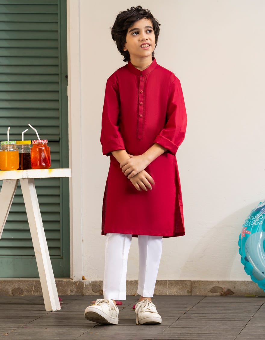 MAROON COTTON KAMEEZ SHALWAR | JCKS-A-90488