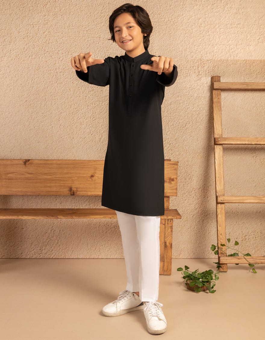BLACK BLENDED KURTA