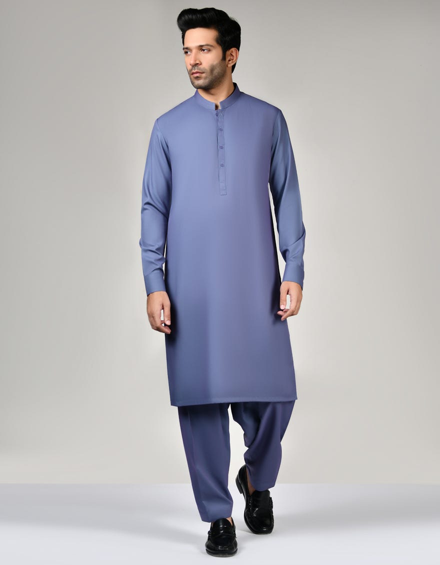 Pigeon Blue Unstitched Kameez Shalwar Fabric | Jjms-2567
