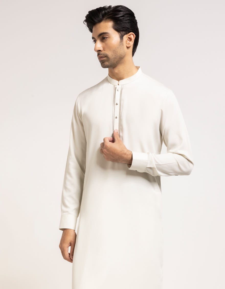 APPLE WHITE SEMI-FORMAL KAMEEZ SHALWAR