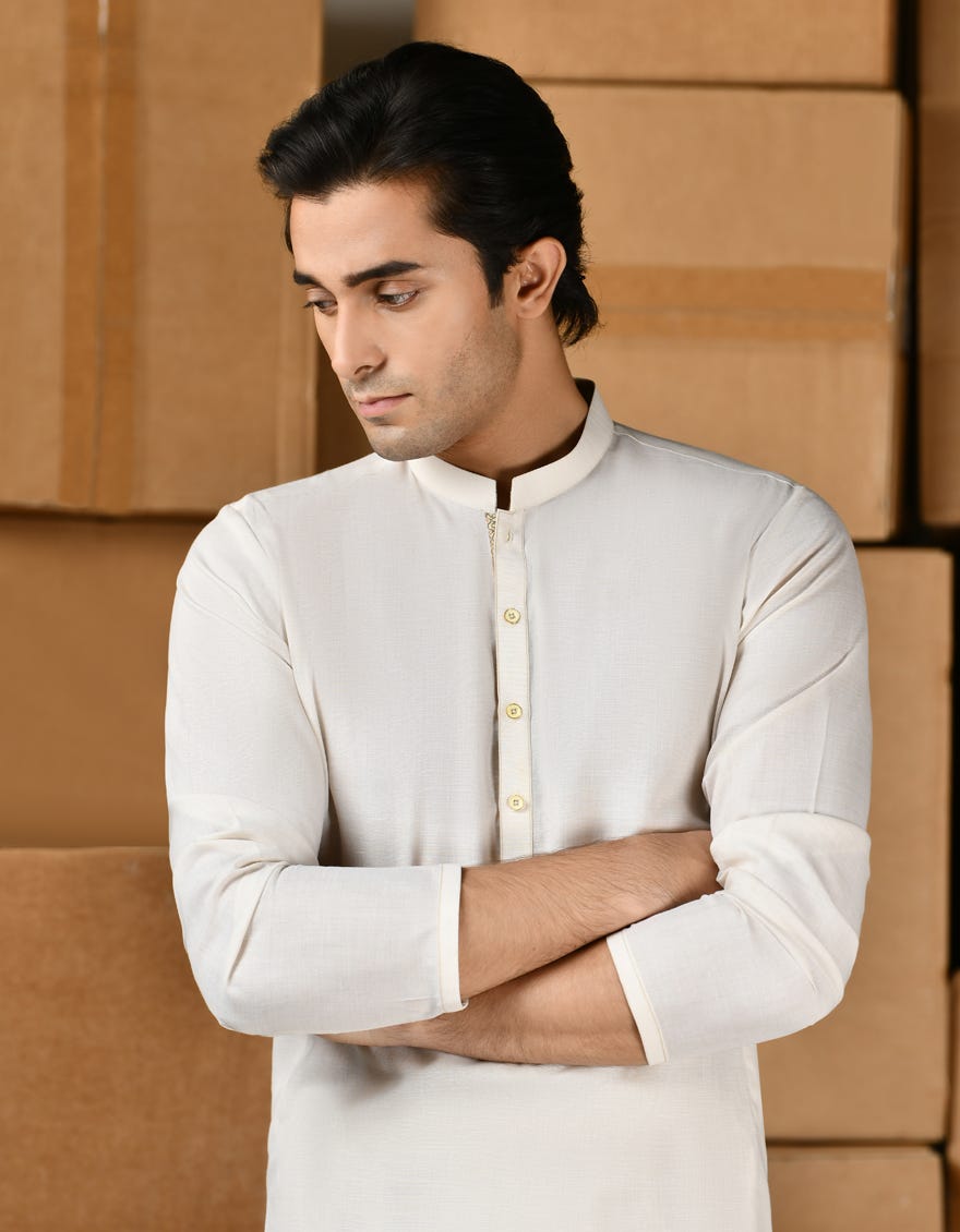 CREAM BLENDED KAMEEZ SHALWAR | JTKS-A-91434