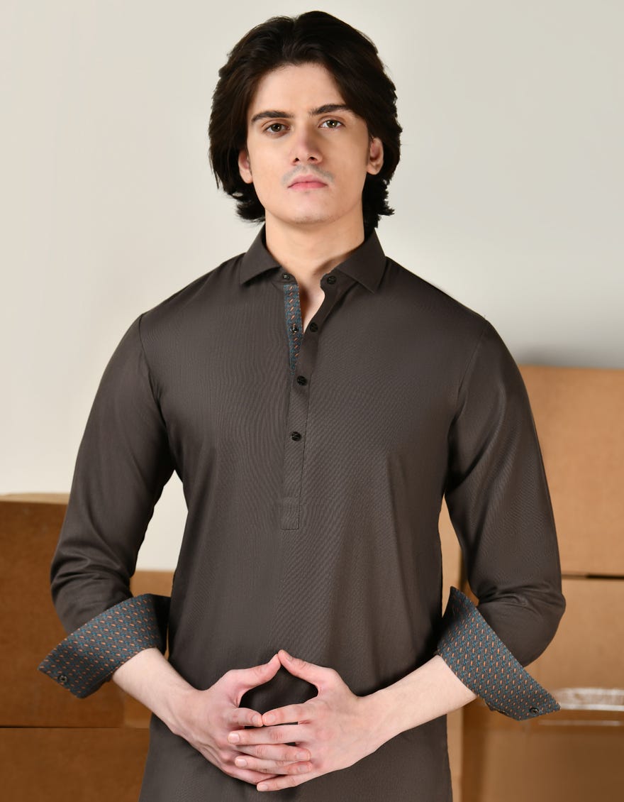 BROWN BLENDED KAMEEZ SHALWAR | JTKS-A-91432